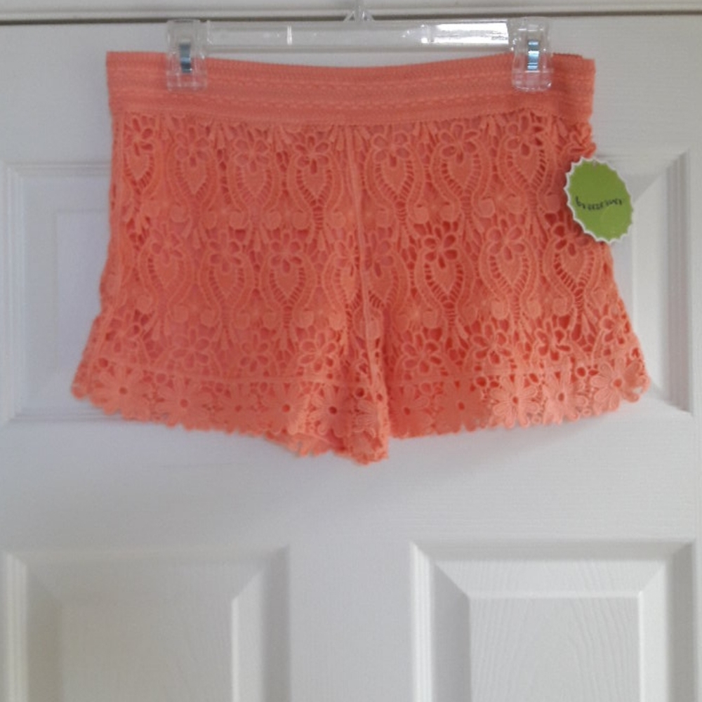 BreezeEver Coral Floral Crochet Shorts Junior Size